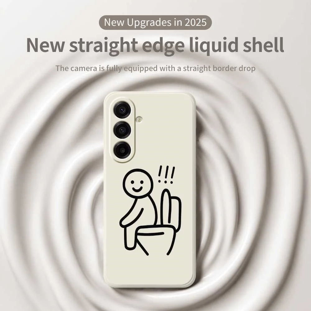 For Samsung Galaxy A18 5G / A18 4G / A17 5G / A17 4G Case Stickman Toilet Pattern Printing Straight Edge TPU Phone Back Cover - Beige - 3