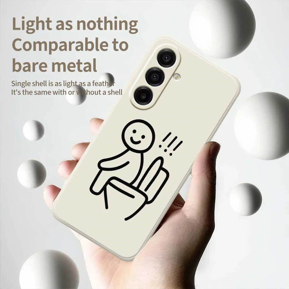For Samsung Galaxy A18 5G / A18 4G / A17 5G / A17 4G Case Stickman Toilet Pattern Printing Straight Edge TPU Phone Back Cover - Beige - 4