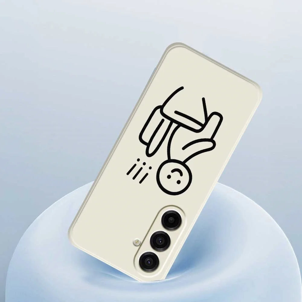 For Samsung Galaxy A18 5G / A18 4G / A17 5G / A17 4G Case Stickman Toilet Pattern Printing Straight Edge TPU Phone Back Cover - Beige - 5