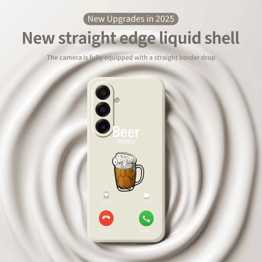 For Samsung Galaxy A18 5G / A18 4G / A17 5G / A17 4G Case Beer Pattern Printing Straight Edge TPU Phone Back Cover - Beige - 3