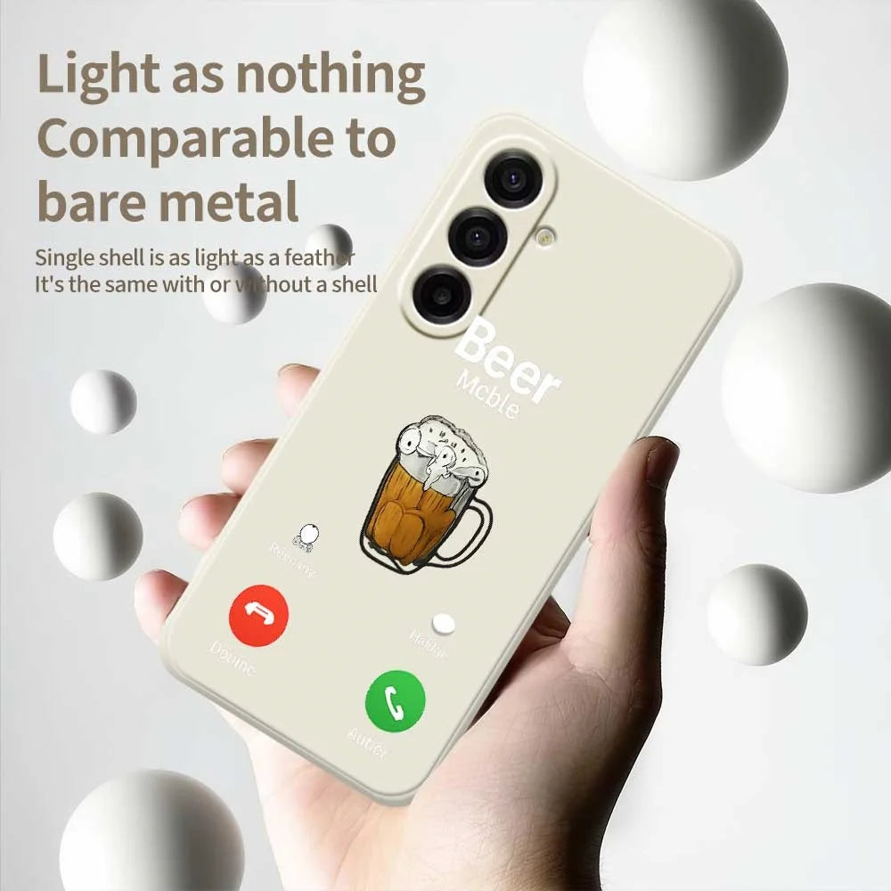 For Samsung Galaxy A18 5G / A18 4G / A17 5G / A17 4G Case Beer Pattern Printing Straight Edge TPU Phone Back Cover - Beige - 4