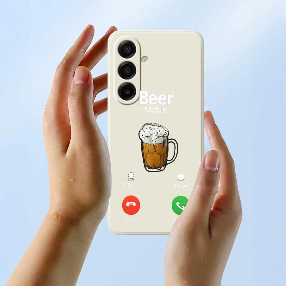 For Samsung Galaxy A18 5G / A18 4G / A17 5G / A17 4G Case Beer Pattern Printing Straight Edge TPU Phone Back Cover - Beige - 6