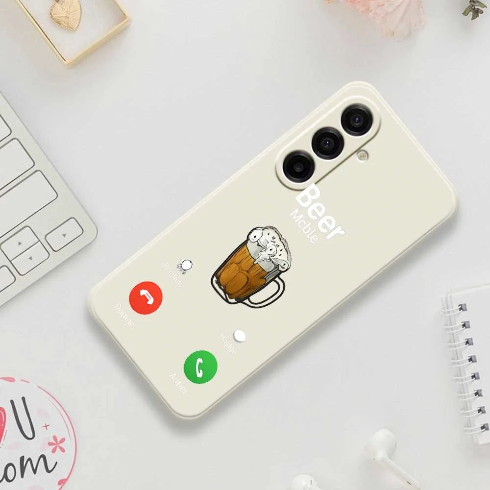 For Samsung Galaxy A18 5G / A18 4G / A17 5G / A17 4G Case Beer Pattern Printing Straight Edge TPU Phone Back Cover - Beige - 7