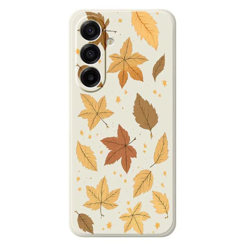 For Samsung Galaxy A18 5G / A18 4G / A17 5G / A17 4G Case Maple Leaves Pattern Printing Straight Edge TPU Phone Back Cover - Beige - 1