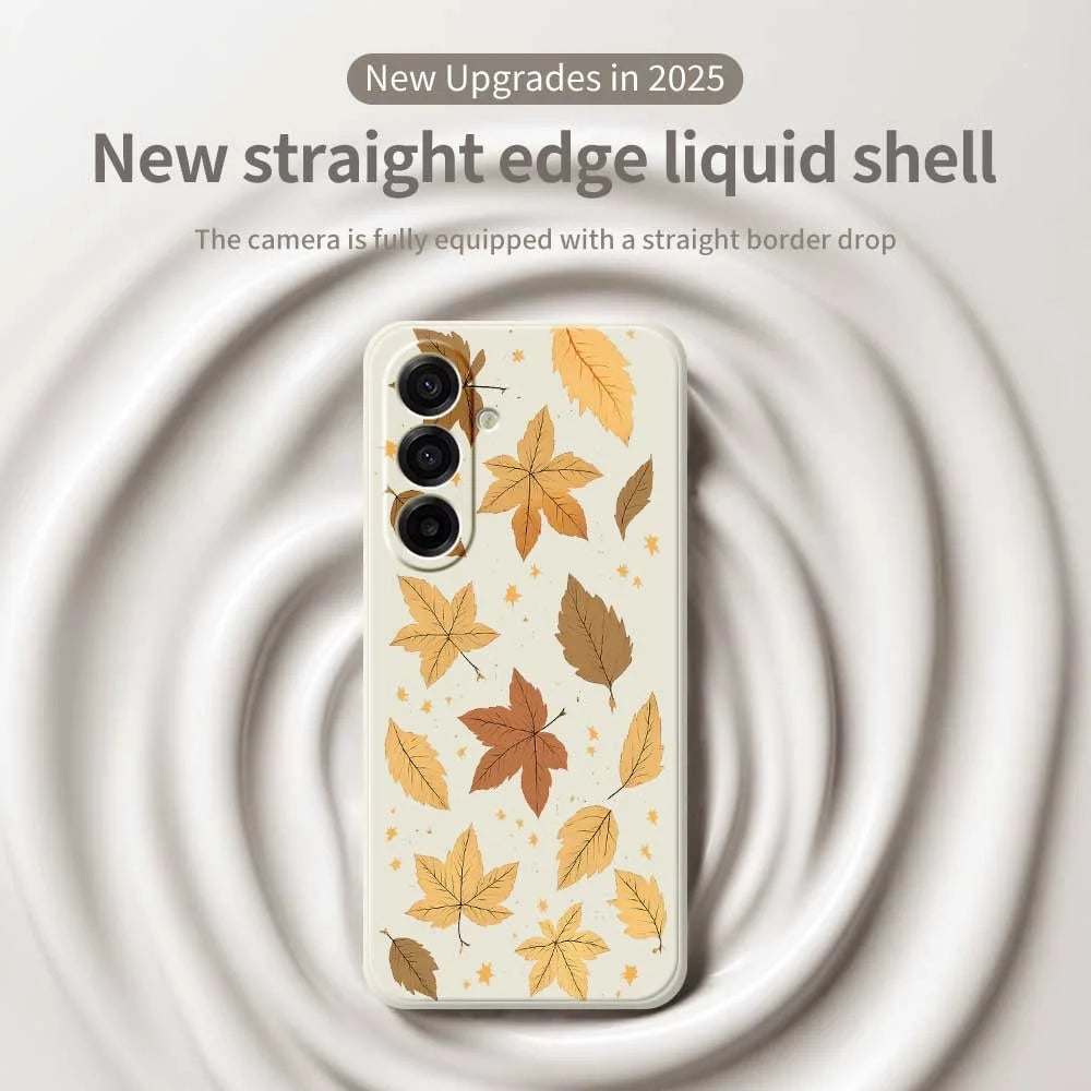For Samsung Galaxy A18 5G / A18 4G / A17 5G / A17 4G Case Maple Leaves Pattern Printing Straight Edge TPU Phone Back Cover - Beige - 3