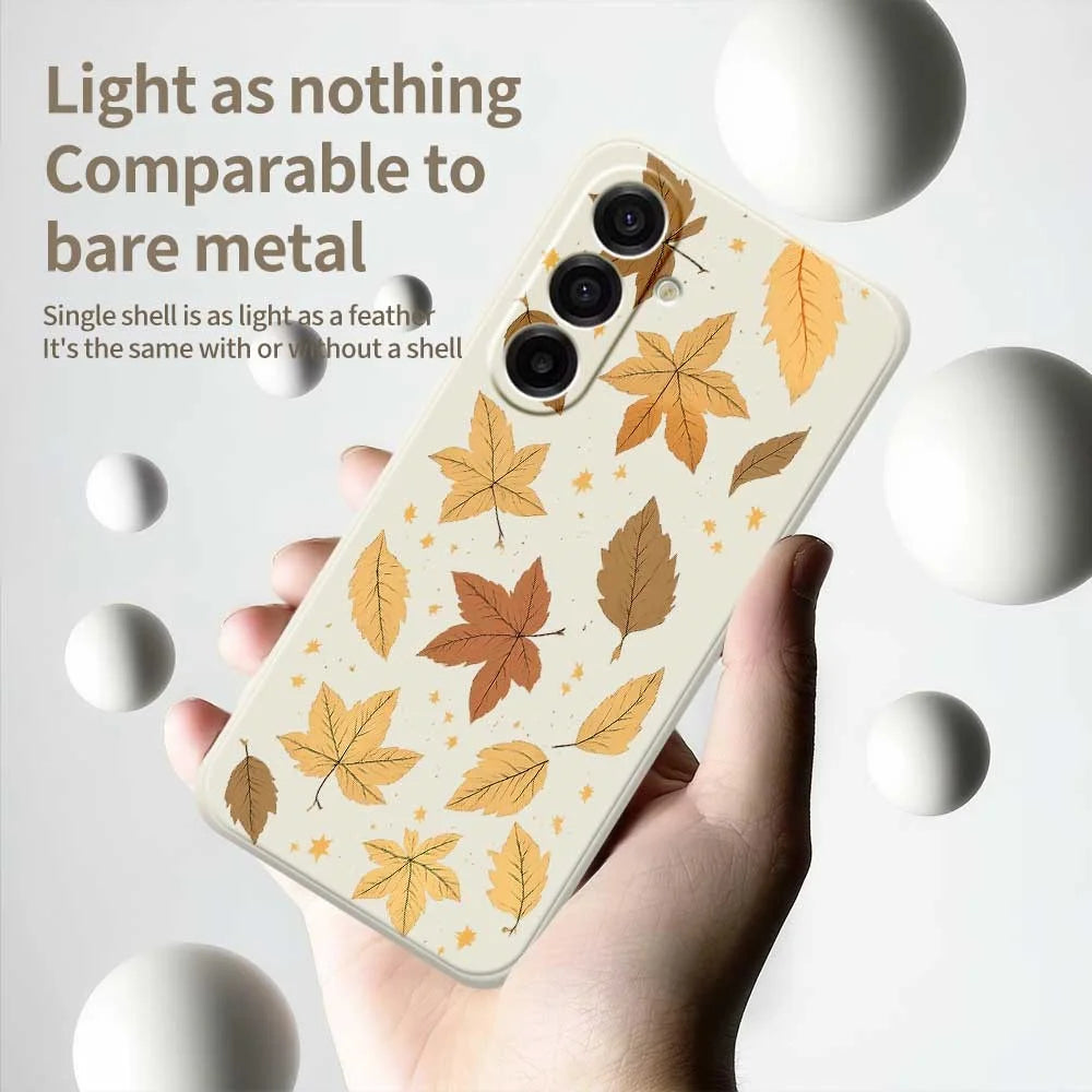 For Samsung Galaxy A18 5G / A18 4G / A17 5G / A17 4G Case Maple Leaves Pattern Printing Straight Edge TPU Phone Back Cover - Beige - 4