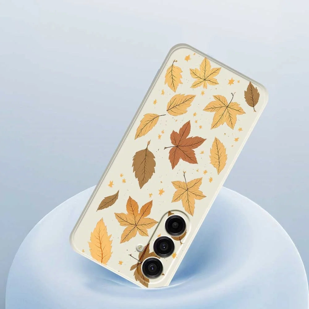 For Samsung Galaxy A18 5G / A18 4G / A17 5G / A17 4G Case Maple Leaves Pattern Printing Straight Edge TPU Phone Back Cover - Beige - 5