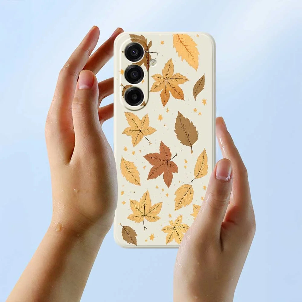 For Samsung Galaxy A18 5G / A18 4G / A17 5G / A17 4G Case Maple Leaves Pattern Printing Straight Edge TPU Phone Back Cover - Beige - 6