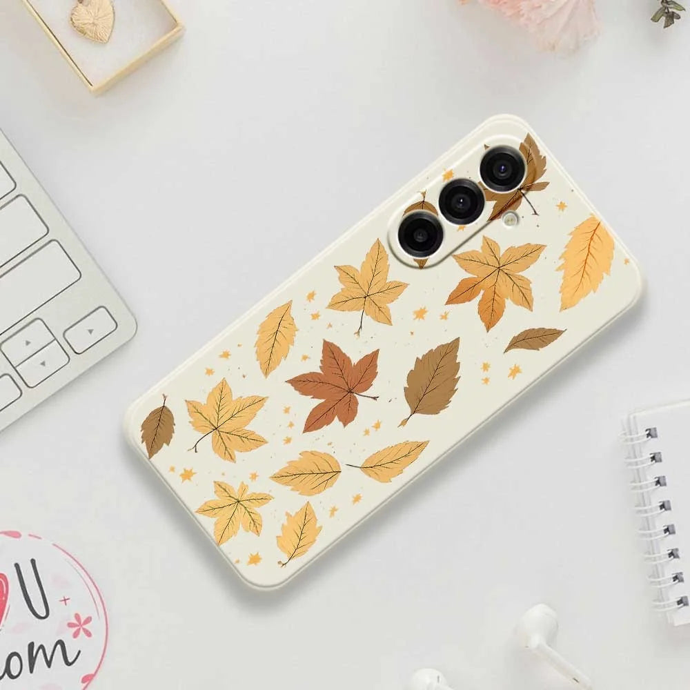 For Samsung Galaxy A18 5G / A18 4G / A17 5G / A17 4G Case Maple Leaves Pattern Printing Straight Edge TPU Phone Back Cover - Beige - 7