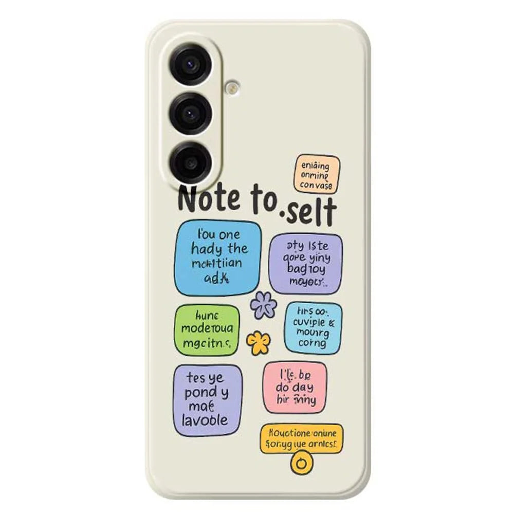 For Samsung Galaxy A18 5G / A18 4G / A17 5G / A17 4G Case Colored Sticky Notes Pattern Printing Straight Edge TPU Phone Back Cover - Beige - 1
