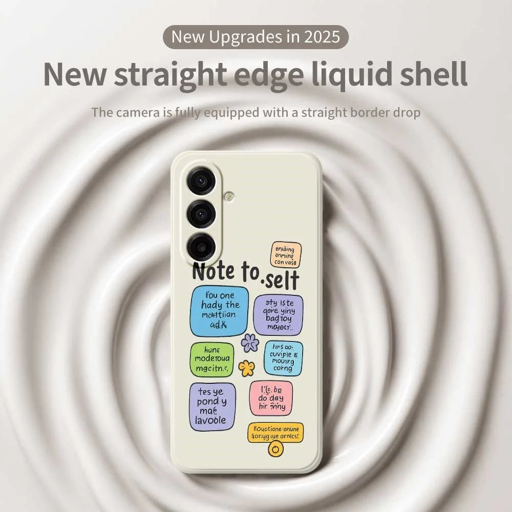 For Samsung Galaxy A18 5G / A18 4G / A17 5G / A17 4G Case Colored Sticky Notes Pattern Printing Straight Edge TPU Phone Back Cover - Beige - 3