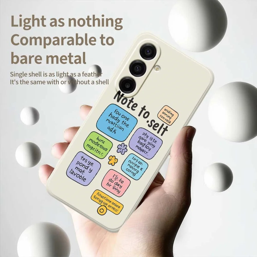 For Samsung Galaxy A18 5G / A18 4G / A17 5G / A17 4G Case Colored Sticky Notes Pattern Printing Straight Edge TPU Phone Back Cover - Beige - 4