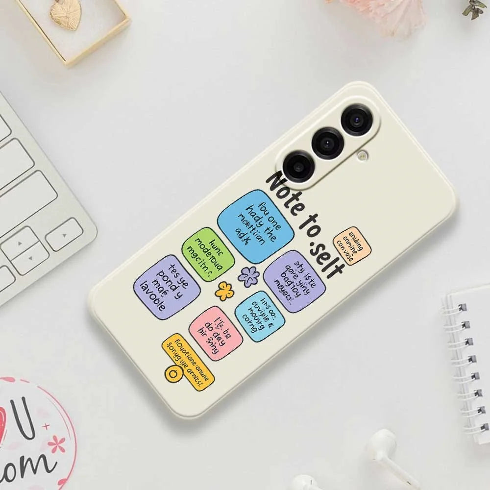 For Samsung Galaxy A18 5G / A18 4G / A17 5G / A17 4G Case Colored Sticky Notes Pattern Printing Straight Edge TPU Phone Back Cover - Beige - 7