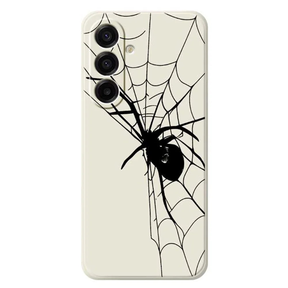 For Samsung Galaxy A18 5G / A18 4G / A17 5G / A17 4G Case Spider Pattern Printing Straight Edge TPU Phone Back Cover - Beige - 1