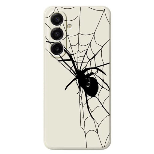 For Samsung Galaxy A18 5G / A18 4G / A17 5G / A17 4G Case Spider Pattern Printing Straight Edge TPU Phone Back Cover - Beige - 1