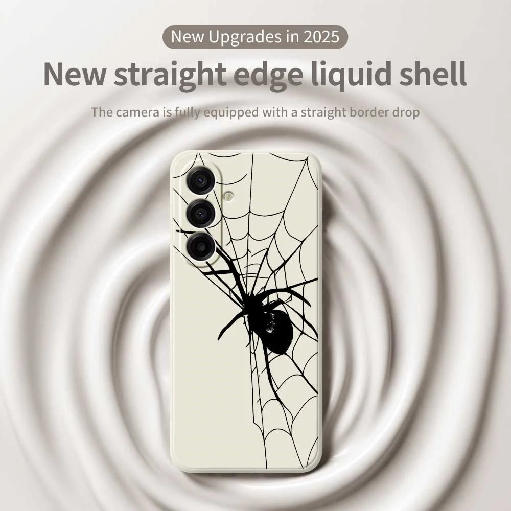 For Samsung Galaxy A18 5G / A18 4G / A17 5G / A17 4G Case Spider Pattern Printing Straight Edge TPU Phone Back Cover - Beige - 3
