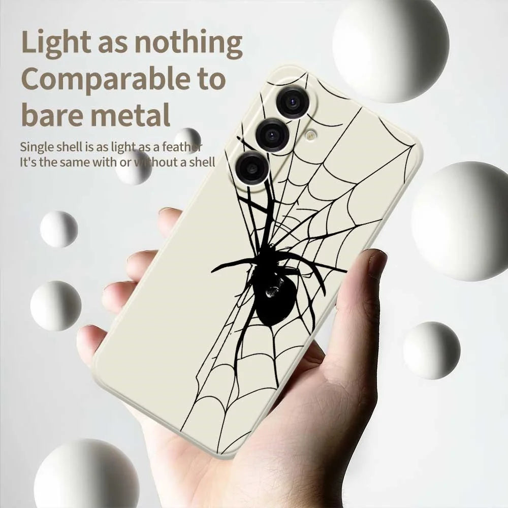 For Samsung Galaxy A18 5G / A18 4G / A17 5G / A17 4G Case Spider Pattern Printing Straight Edge TPU Phone Back Cover - Beige - 4