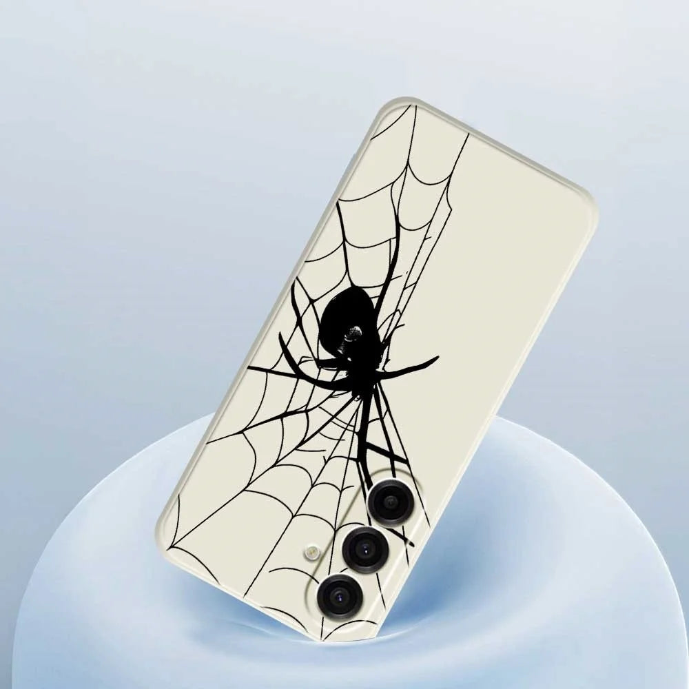 For Samsung Galaxy A18 5G / A18 4G / A17 5G / A17 4G Case Spider Pattern Printing Straight Edge TPU Phone Back Cover - Beige - 5
