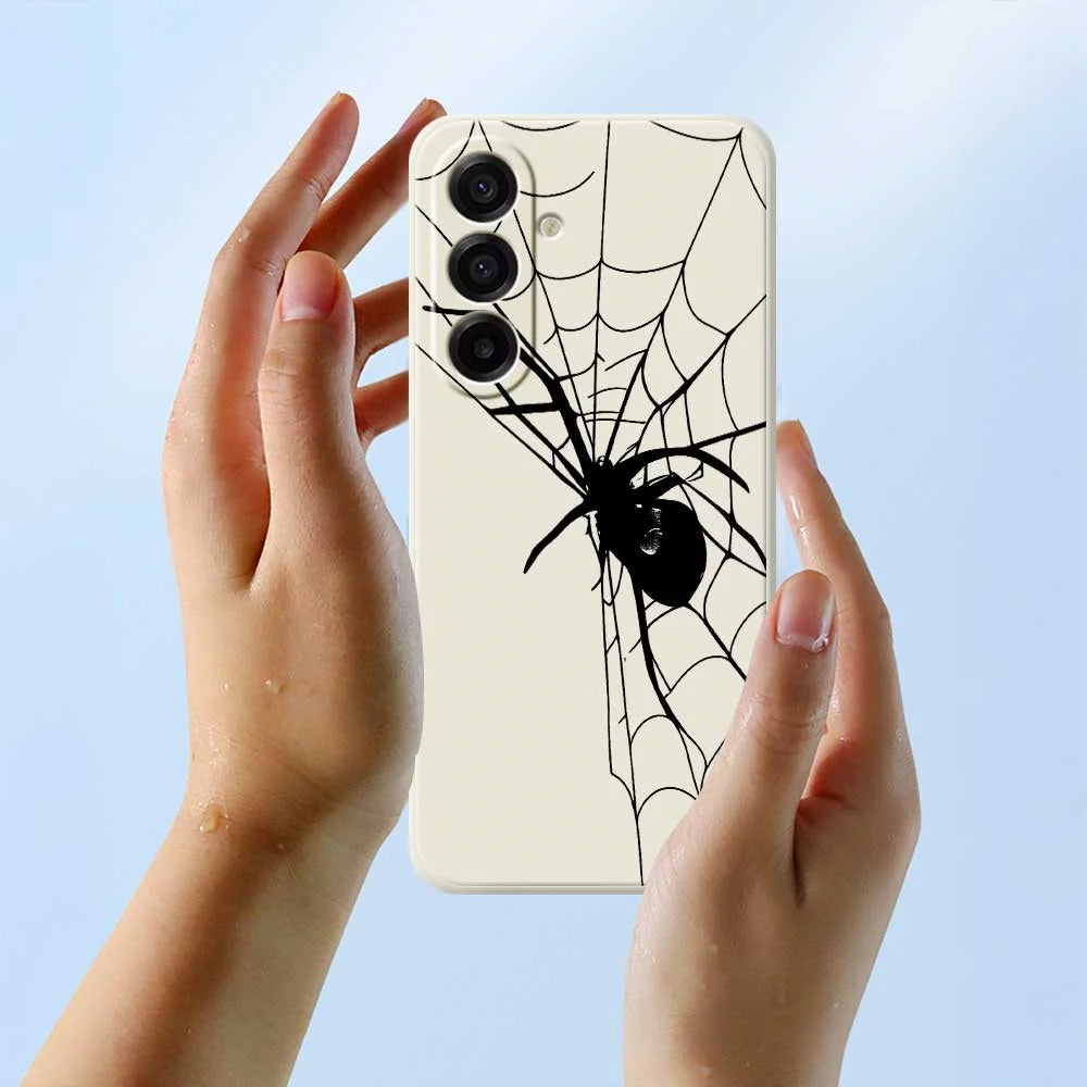 For Samsung Galaxy A18 5G / A18 4G / A17 5G / A17 4G Case Spider Pattern Printing Straight Edge TPU Phone Back Cover - Beige - 6