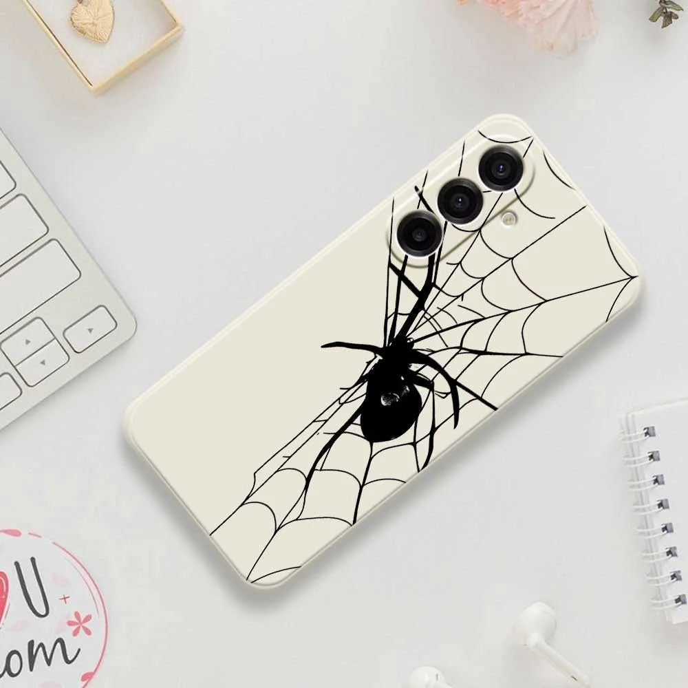 For Samsung Galaxy A18 5G / A18 4G / A17 5G / A17 4G Case Spider Pattern Printing Straight Edge TPU Phone Back Cover - Beige - 7
