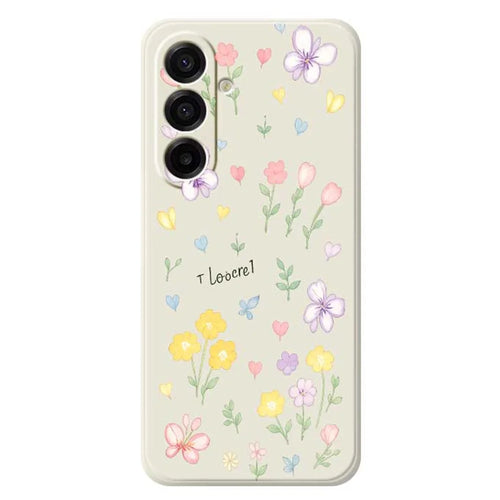 For Samsung Galaxy A18 5G / A18 4G / A17 5G / A17 4G Case Small Flowers Pattern Printing Straight Edge TPU Phone Back Cover - Beige - 1