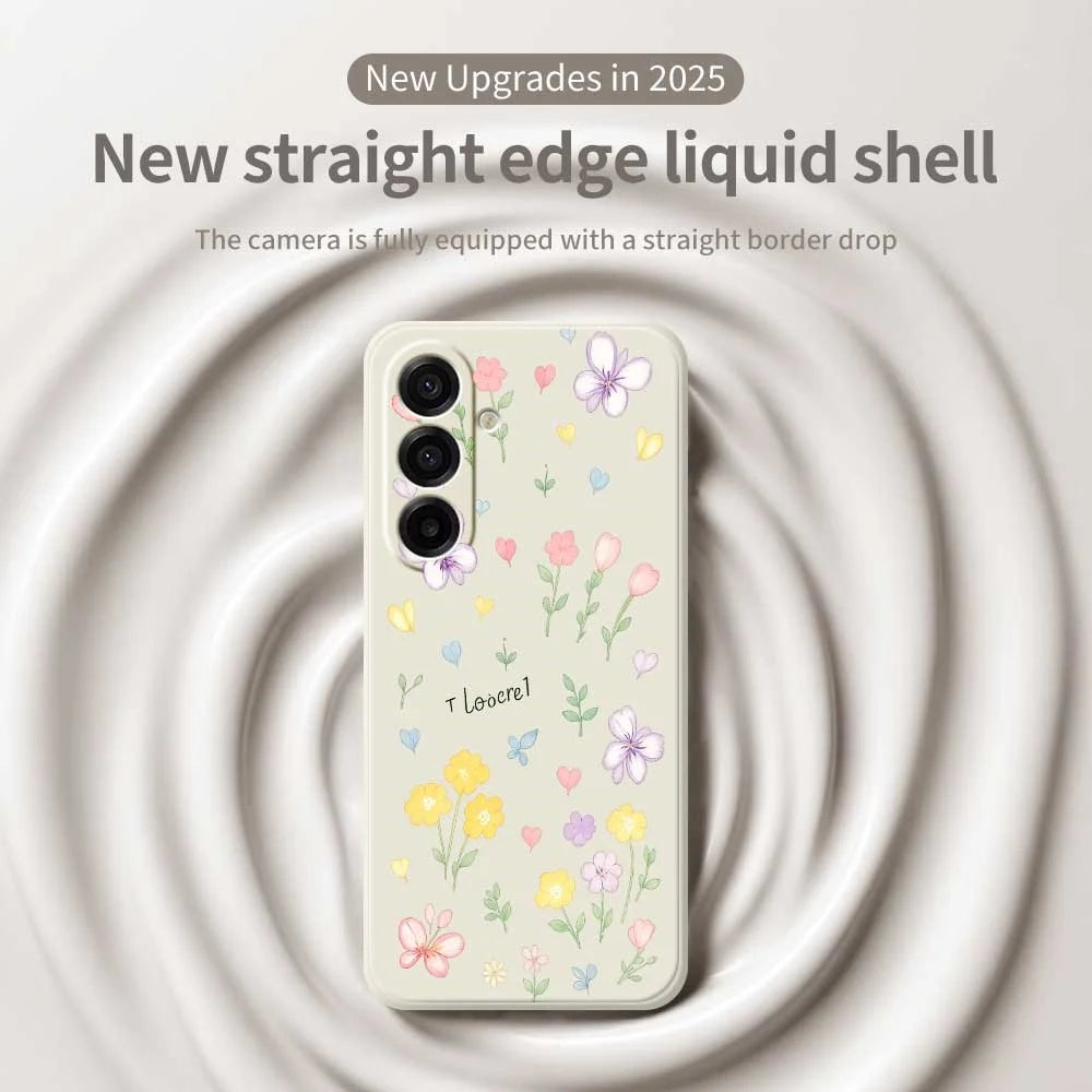 For Samsung Galaxy A18 5G / A18 4G / A17 5G / A17 4G Case Small Flowers Pattern Printing Straight Edge TPU Phone Back Cover - Beige - 3