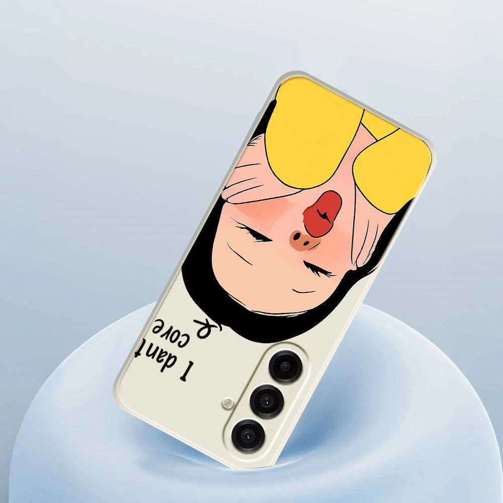 For Samsung Galaxy A18 5G / A18 4G / A17 5G / A17 4G Case Girl Holding Face Pattern Printing Straight Edge TPU Phone Back Cover - Beige - 5