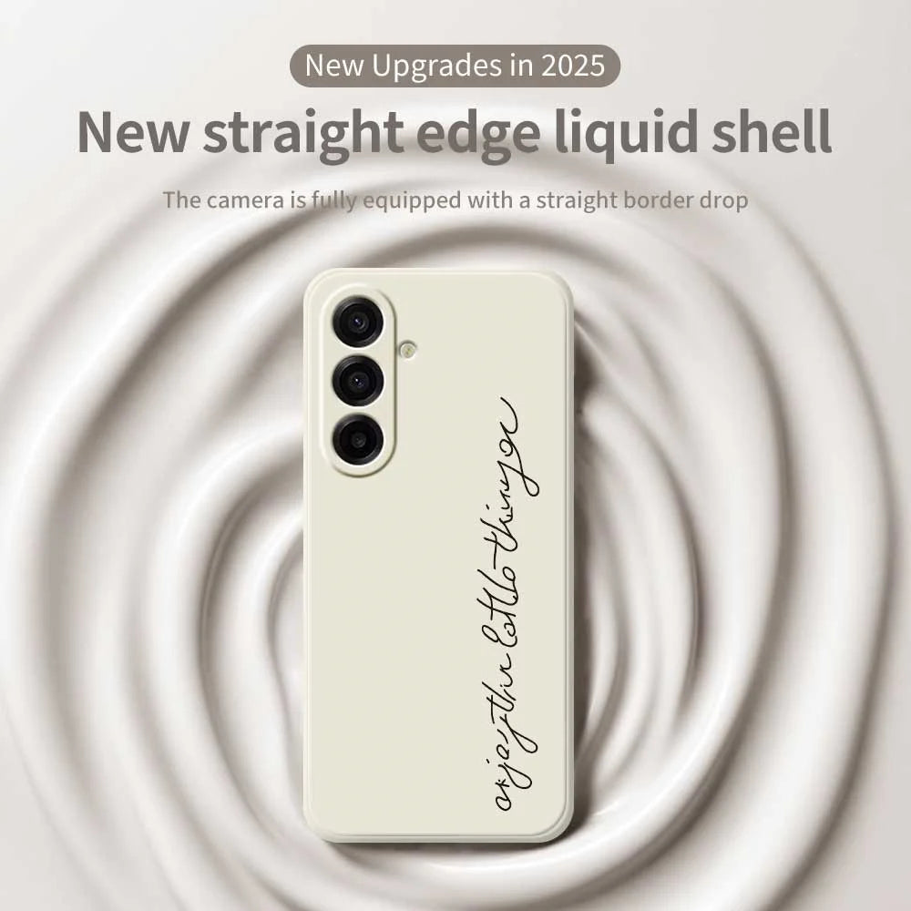 For Samsung Galaxy A18 5G / A18 4G / A17 5G / A17 4G Case WordArt Pattern Printing Straight Edge TPU Phone Back Cover - Beige - 3