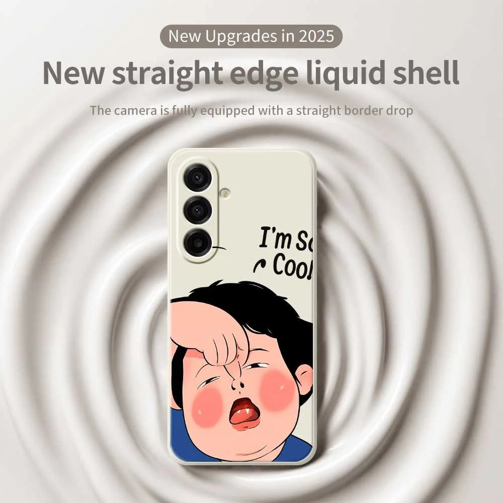 For Samsung Galaxy A18 5G / A18 4G / A17 5G / A17 4G Case Make Faces Kid Pattern Printing Straight Edge TPU Phone Back Cover - Beige - 3