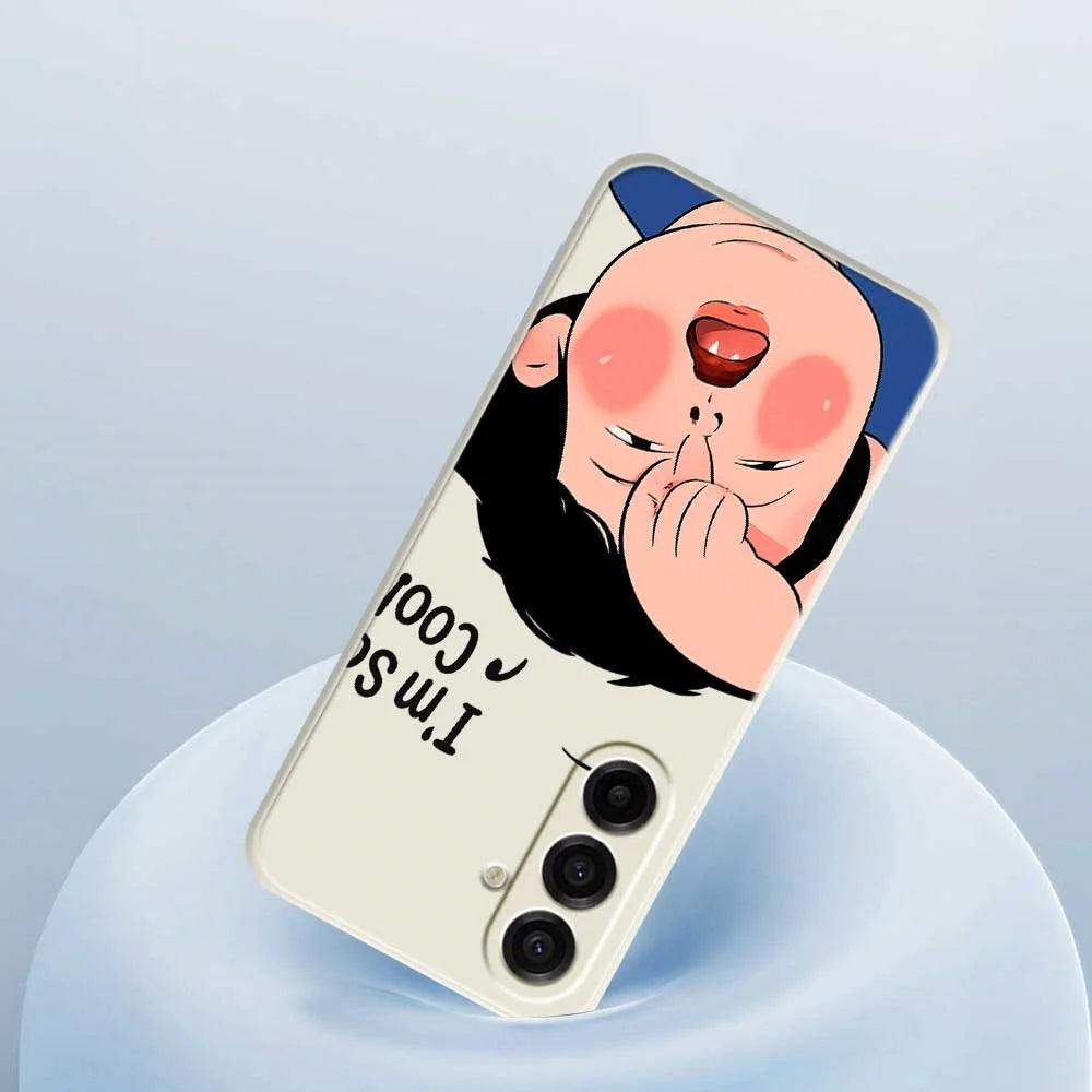 For Samsung Galaxy A18 5G / A18 4G / A17 5G / A17 4G Case Make Faces Kid Pattern Printing Straight Edge TPU Phone Back Cover - Beige - 5