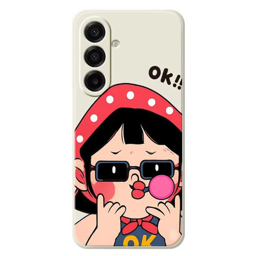 For Samsung Galaxy A18 5G / A18 4G / A17 5G / A17 4G Case Cute Kid Pattern Printing Straight Edge TPU Phone Back Cover - Beige - 1
