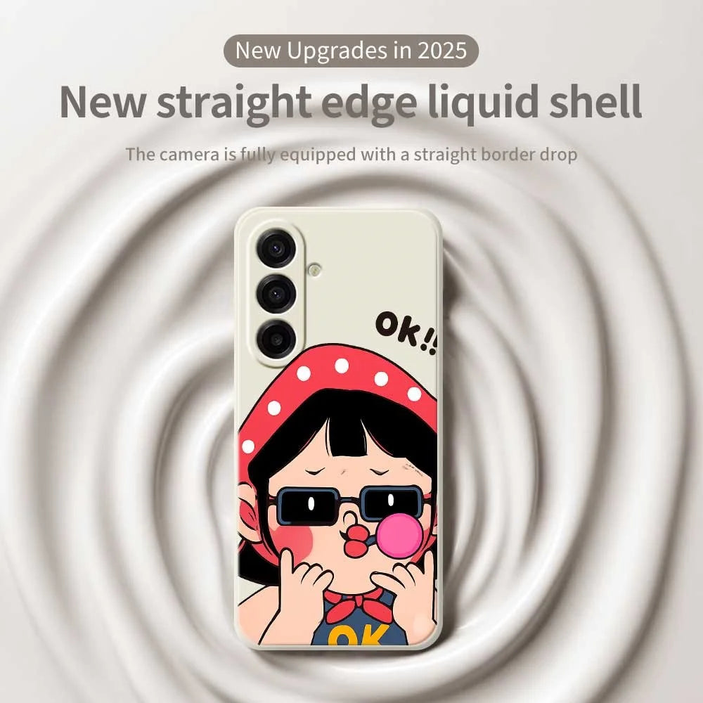 For Samsung Galaxy A18 5G / A18 4G / A17 5G / A17 4G Case Cute Kid Pattern Printing Straight Edge TPU Phone Back Cover - Beige - 3