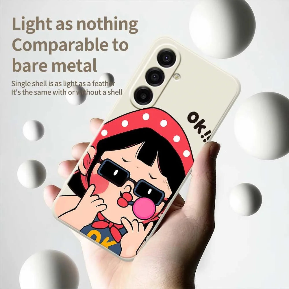 For Samsung Galaxy A18 5G / A18 4G / A17 5G / A17 4G Case Cute Kid Pattern Printing Straight Edge TPU Phone Back Cover - Beige - 4
