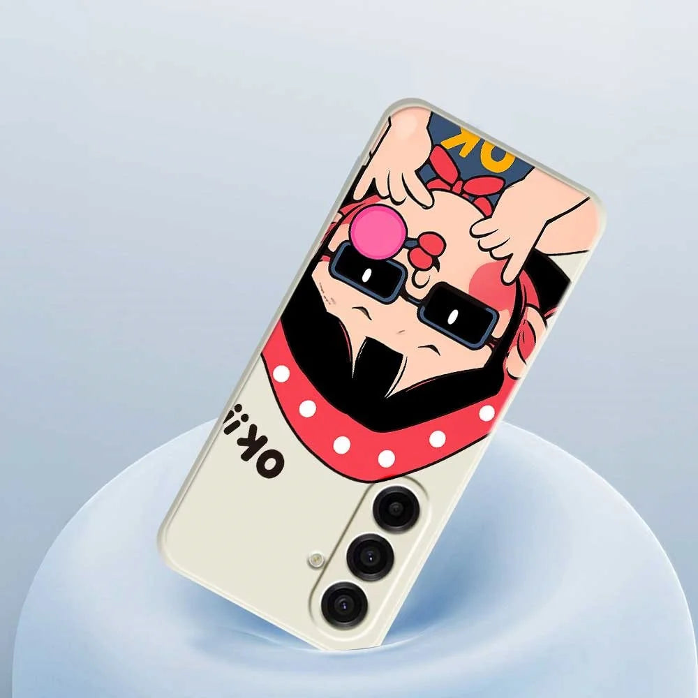 For Samsung Galaxy A18 5G / A18 4G / A17 5G / A17 4G Case Cute Kid Pattern Printing Straight Edge TPU Phone Back Cover - Beige - 5