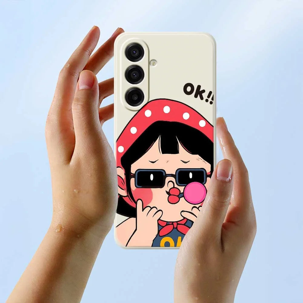 For Samsung Galaxy A18 5G / A18 4G / A17 5G / A17 4G Case Cute Kid Pattern Printing Straight Edge TPU Phone Back Cover - Beige - 6