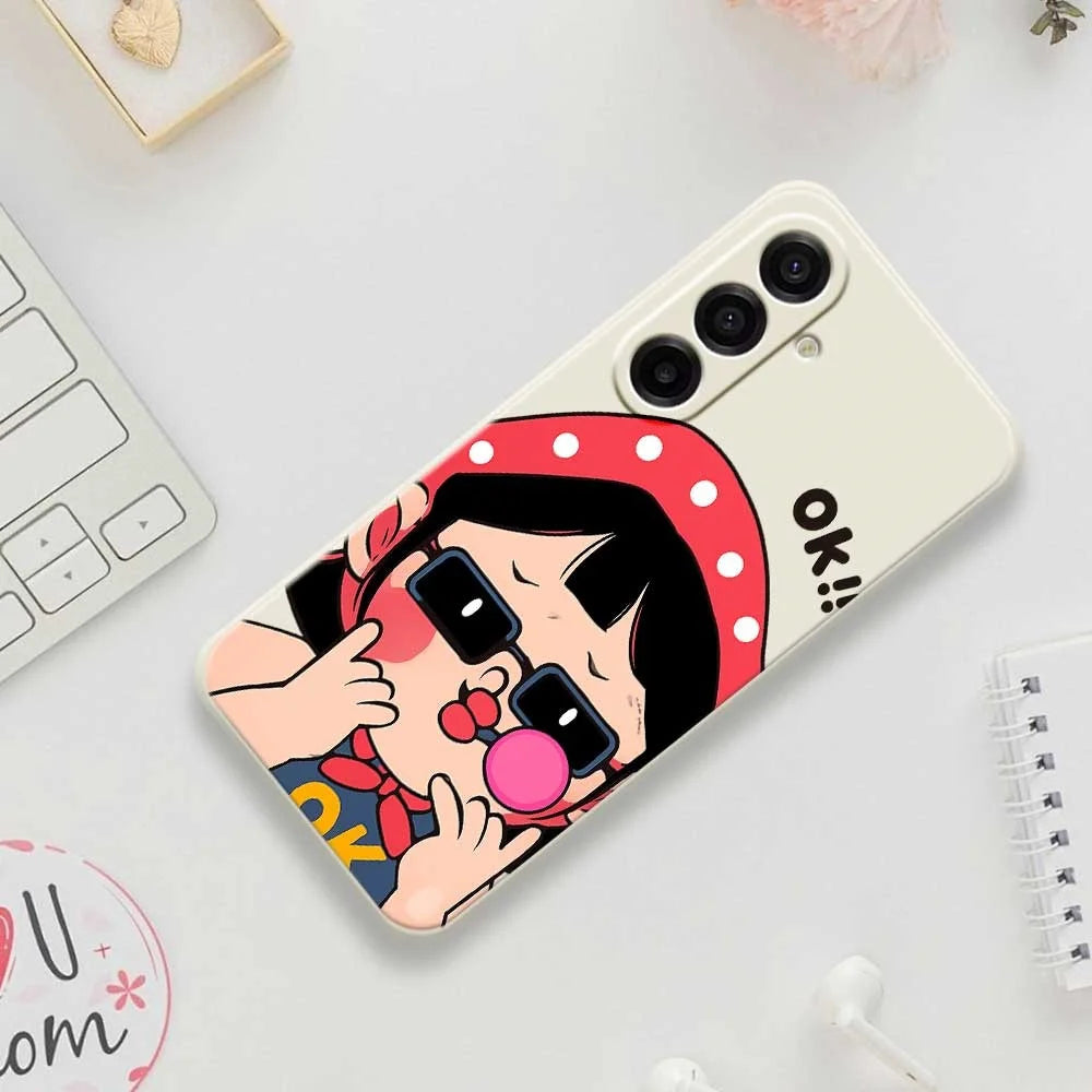 For Samsung Galaxy A18 5G / A18 4G / A17 5G / A17 4G Case Cute Kid Pattern Printing Straight Edge TPU Phone Back Cover - Beige - 7