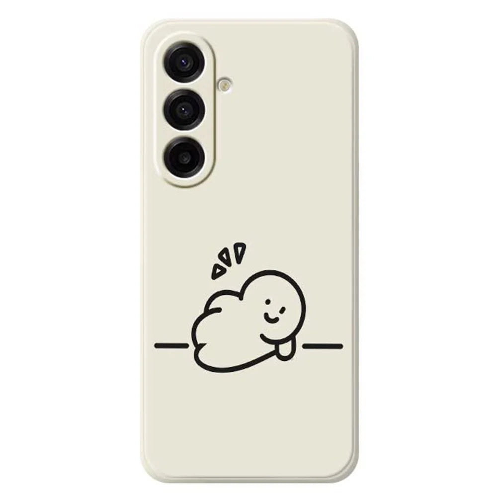 For Samsung Galaxy A18 5G / A18 4G / A17 5G / A17 4G Case Stick Figure Pattern Printing Straight Edge TPU Phone Back Cover - Beige - 1