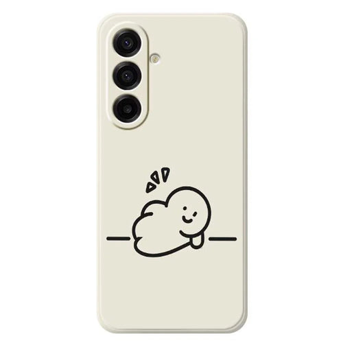For Samsung Galaxy A18 5G / A18 4G / A17 5G / A17 4G Case Stick Figure Pattern Printing Straight Edge TPU Phone Back Cover - Beige - 1