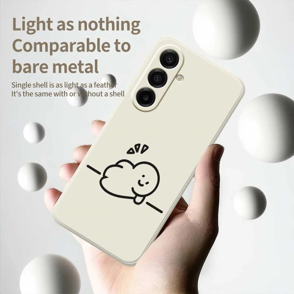 For Samsung Galaxy A18 5G / A18 4G / A17 5G / A17 4G Case Stick Figure Pattern Printing Straight Edge TPU Phone Back Cover - Beige - 4