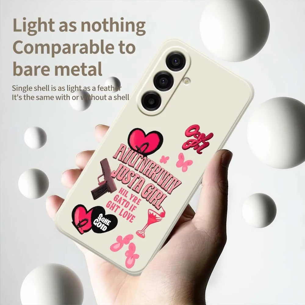 For Samsung Galaxy A18 5G / A18 4G / A17 5G / A17 4G Case Pink Elements Pattern Printing Straight Edge TPU Phone Back Cover - Beige - 4