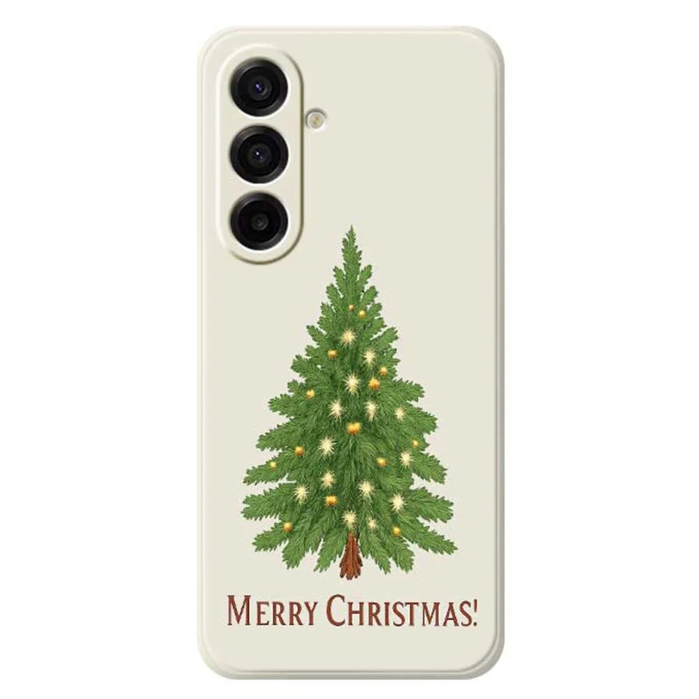 For Samsung Galaxy A18 5G / A18 4G / A17 5G / A17 4G Case Christmas Tree Pattern Printing Straight Edge TPU Phone Back Cover - Beige - 1