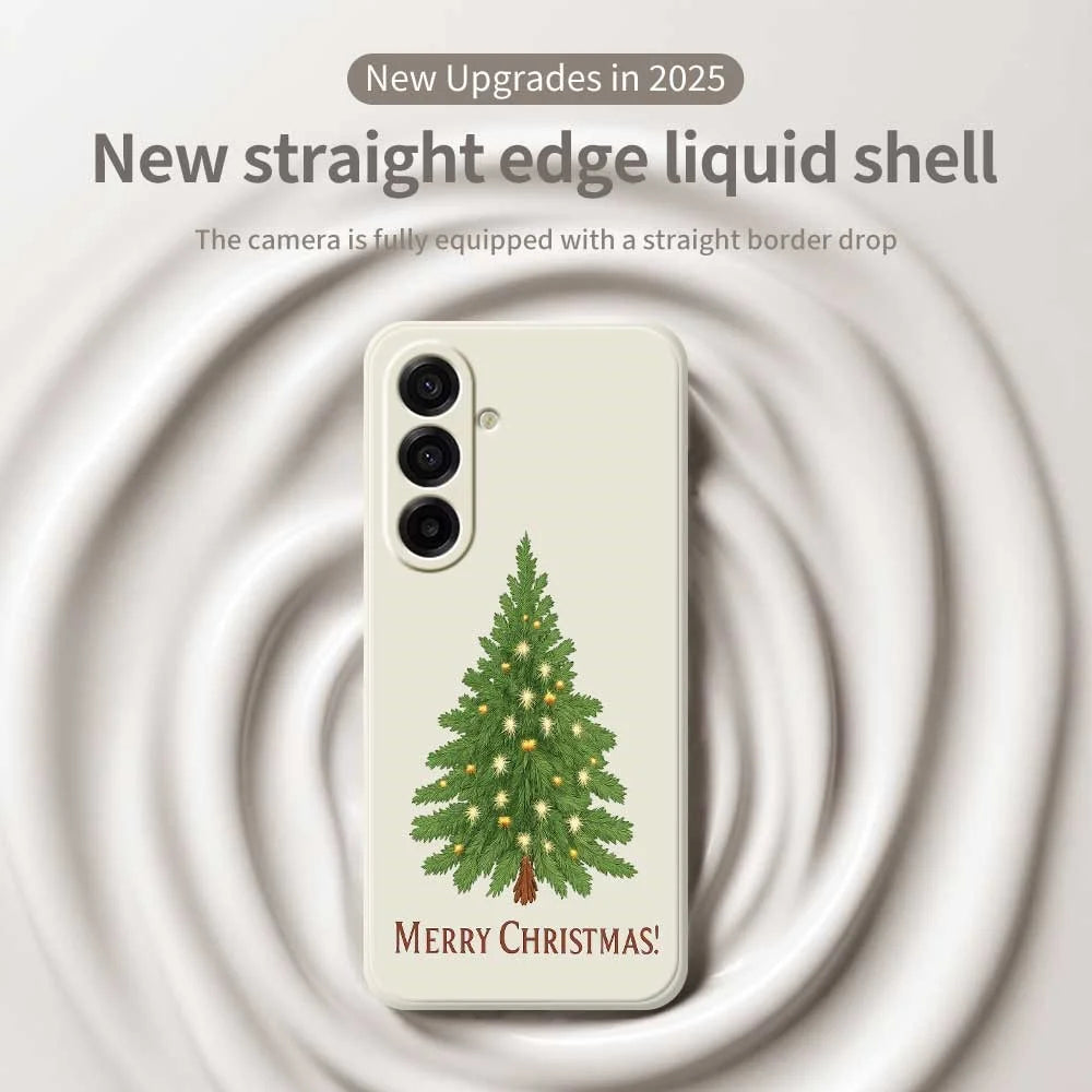 For Samsung Galaxy A18 5G / A18 4G / A17 5G / A17 4G Case Christmas Tree Pattern Printing Straight Edge TPU Phone Back Cover - Beige - 3
