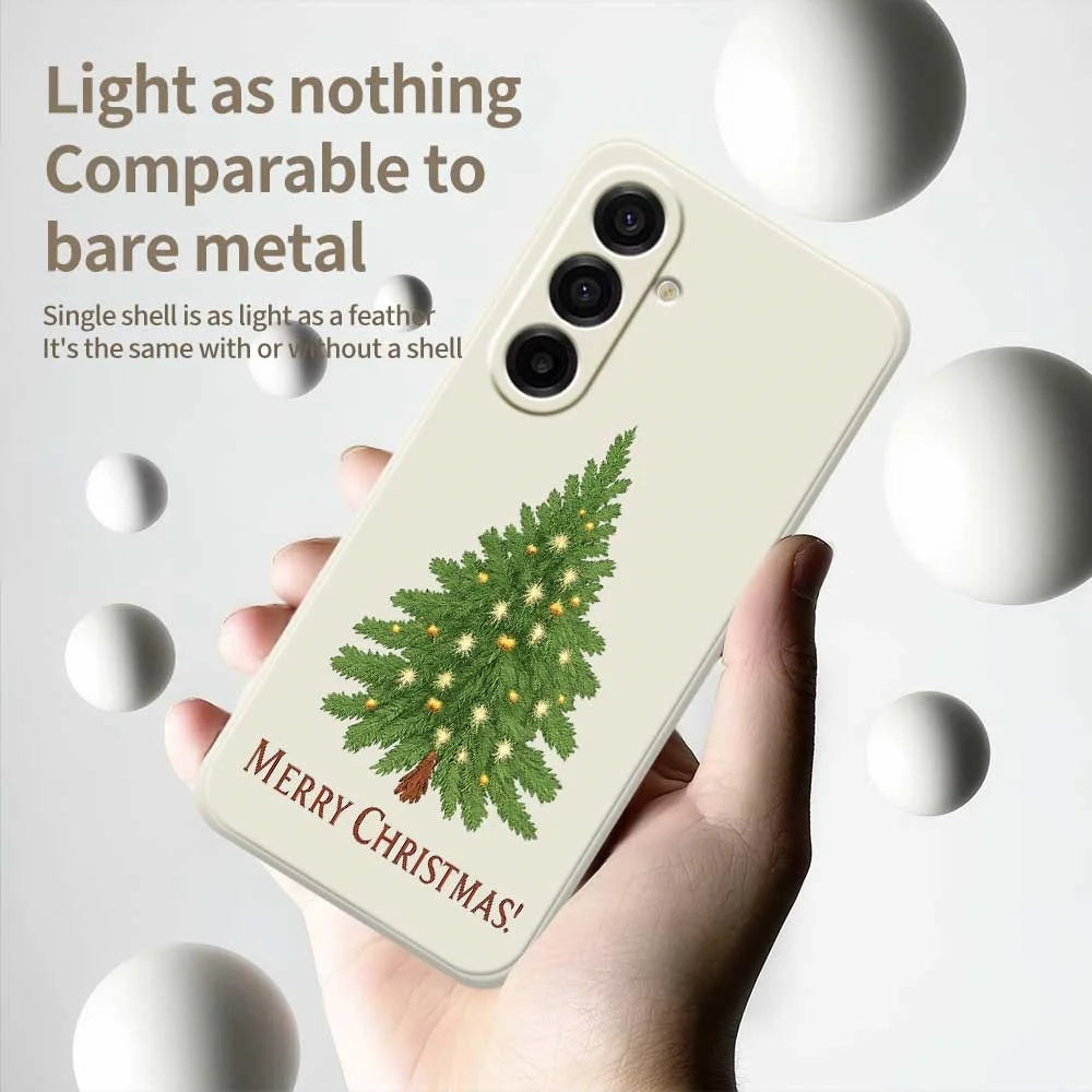 For Samsung Galaxy A18 5G / A18 4G / A17 5G / A17 4G Case Christmas Tree Pattern Printing Straight Edge TPU Phone Back Cover - Beige - 4