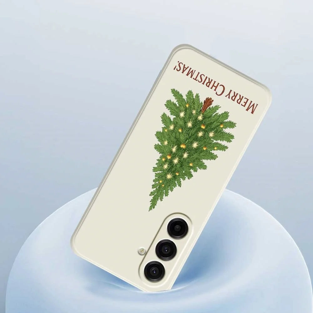For Samsung Galaxy A18 5G / A18 4G / A17 5G / A17 4G Case Christmas Tree Pattern Printing Straight Edge TPU Phone Back Cover - Beige - 5