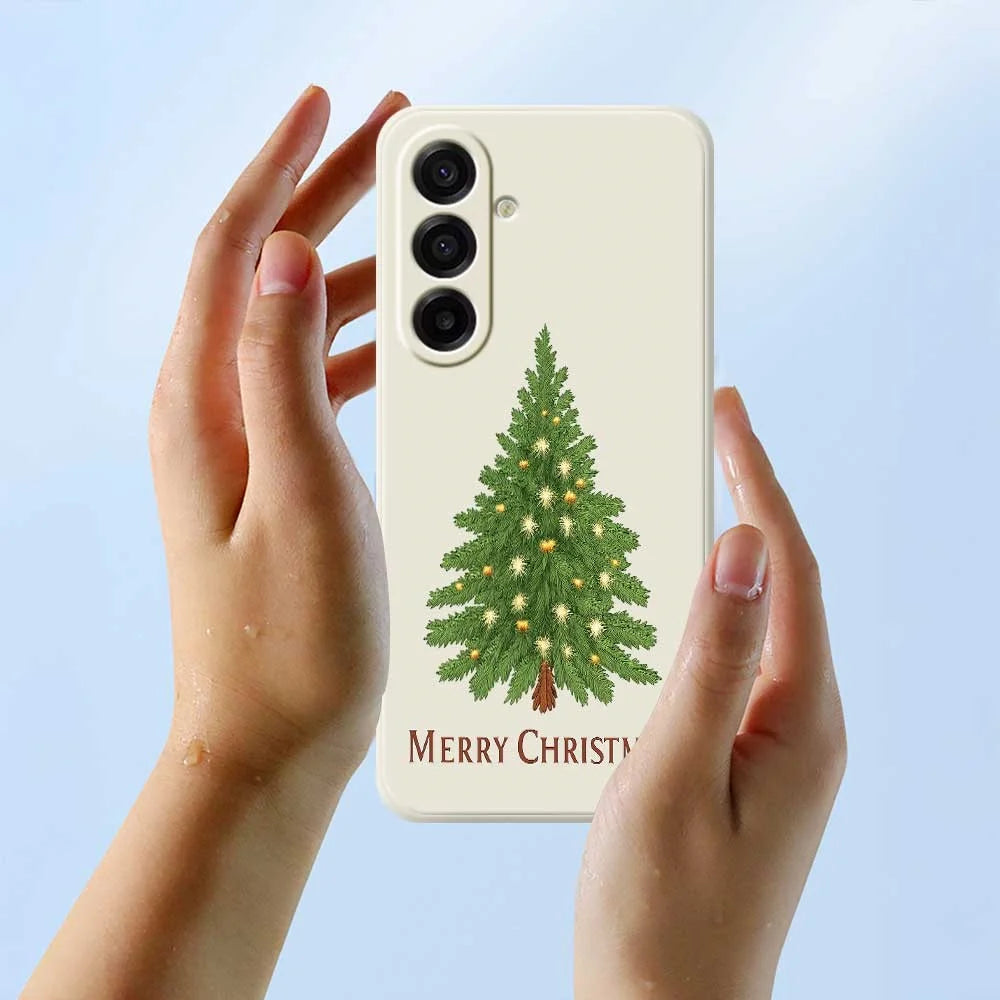 For Samsung Galaxy A18 5G / A18 4G / A17 5G / A17 4G Case Christmas Tree Pattern Printing Straight Edge TPU Phone Back Cover - Beige - 6