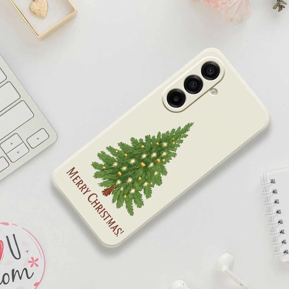 For Samsung Galaxy A18 5G / A18 4G / A17 5G / A17 4G Case Christmas Tree Pattern Printing Straight Edge TPU Phone Back Cover - Beige - 7