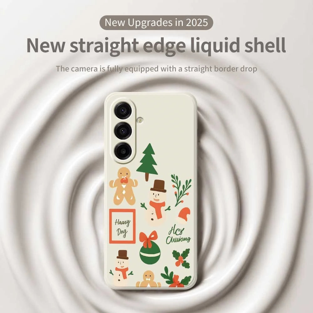 For Samsung Galaxy A18 5G / A18 4G / A17 5G / A17 4G Case Christmas Snowman Pattern Printing Straight Edge TPU Phone Back Cover - Beige - 3
