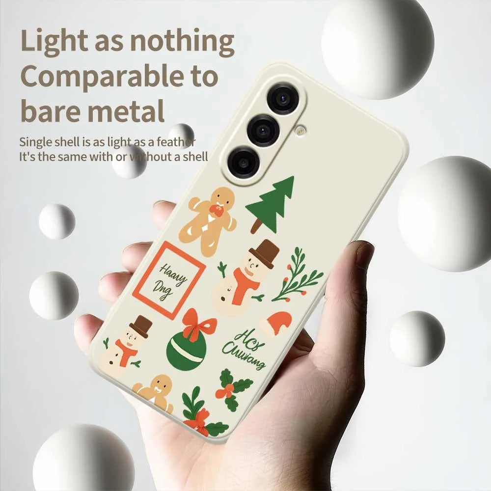 For Samsung Galaxy A18 5G / A18 4G / A17 5G / A17 4G Case Christmas Snowman Pattern Printing Straight Edge TPU Phone Back Cover - Beige - 4