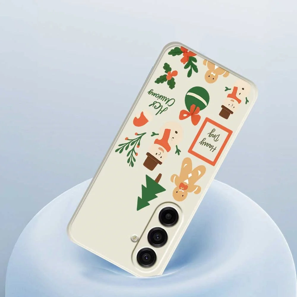 For Samsung Galaxy A18 5G / A18 4G / A17 5G / A17 4G Case Christmas Snowman Pattern Printing Straight Edge TPU Phone Back Cover - Beige - 5
