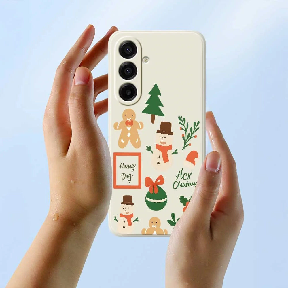 For Samsung Galaxy A18 5G / A18 4G / A17 5G / A17 4G Case Christmas Snowman Pattern Printing Straight Edge TPU Phone Back Cover - Beige - 6